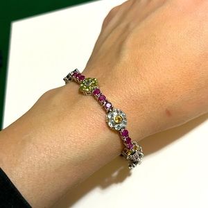 Multicolored sterling silver gemstone bracelet